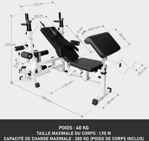 GORILLA SPORTS-Banc de musculation universel avec support pour haltères et set d'haltères de 105,5kg en fonte avec poignées-4