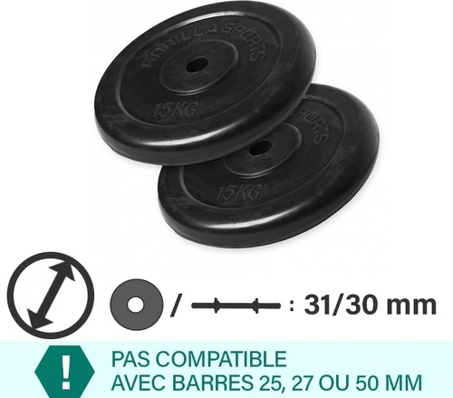 GORILLA SPORTS-Lot caoutchouc 30kg (2x15kg) diamètre 31mm - Disques-1