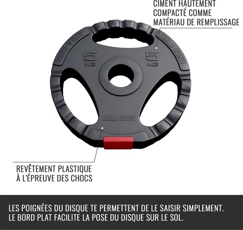 GORILLA SPORTS-Disques Olympiques en plastique avec poignées - 50/51 mm - De 1,25 KG à 15 KG-3