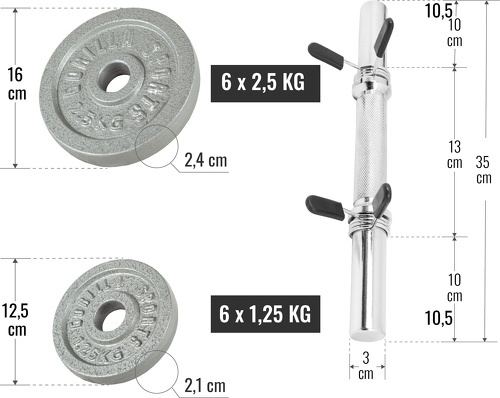 GORILLA SPORTS-Paire d'haltères courts en fonte avec springs | 27,5 KG-3