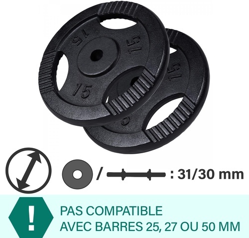 GORILLA SPORTS-Paire de poids en fonte avec poignées de 30kg (2x15kg) de diamètre 31mm-1