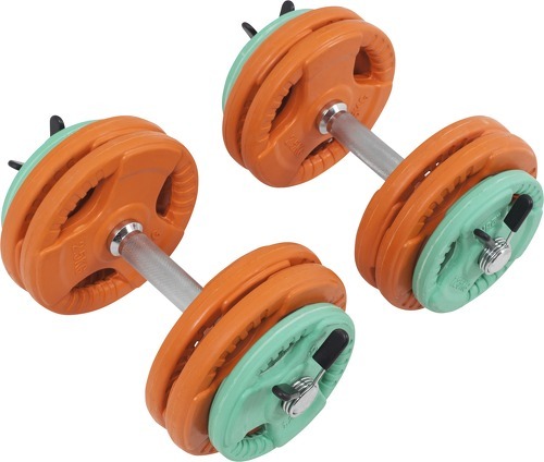 GORILLA SPORTS-Set d'haltères courts 30 KG avec poids revêtement caoutchouc + stop-disques-1