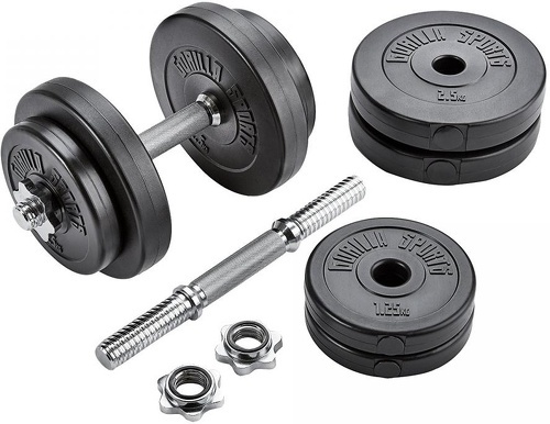 GORILLA SPORTS-Set d'haltères de 60 KG (avec disques plastique)-1