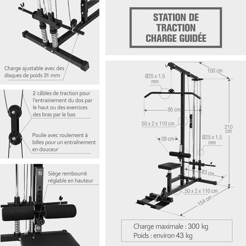 GORILLA SPORTS-Station de traction poulie haute à charge guidée amortie-2