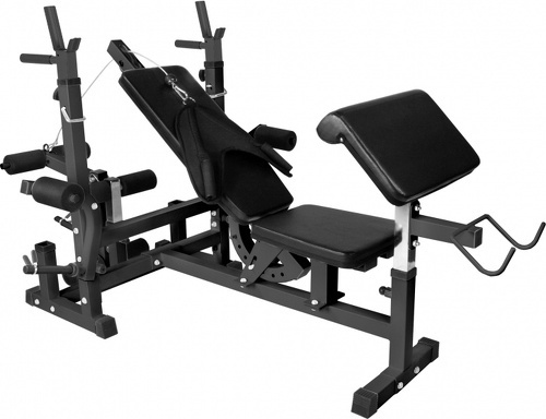 GORILLA SPORTS-Banc de musculation universel (banc + option poulie) - coloris noir-1