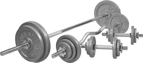 GORILLA SPORTS-Banc de musculation universel GS005 + Set haltères disques en fonte et Barres 105,5KG-2