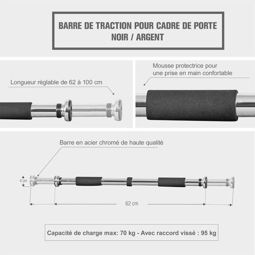 GORILLA SPORTS-Barre de traction fixe de porte + push up stand bar - poignées d'appui pour les pompes-1