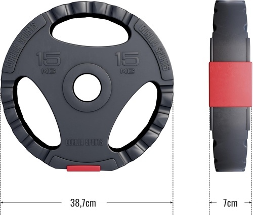 GORILLA SPORTS-Disques Olympiques en plastique avec poignées - 50/51 mm - De 1,25 KG à 15 KG-1