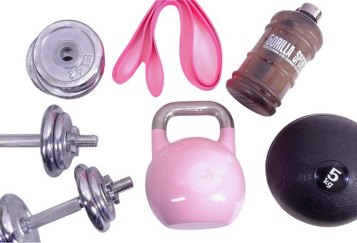 GORILLA SPORTS-Girl Power Pack 5 accessoires - haltères - kettlebell - bande de résistance - slam ball-0