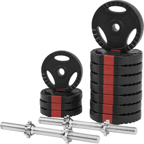 GORILLA SPORTS-Set d'haltères courts 30 Kg (disques plastique à poignées + barres)-2