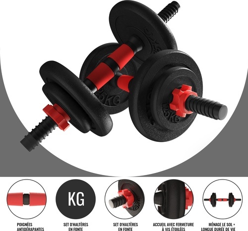 GORILLA SPORTS-Sets D'Haltères 15 ou 25kg avec Disques Fonte 25 mm-3