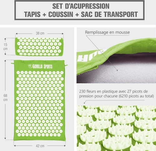 GORILLA SPORTS-Tapis d'acupression avec coussin et sac de transport  ( 7 couleurs)-4