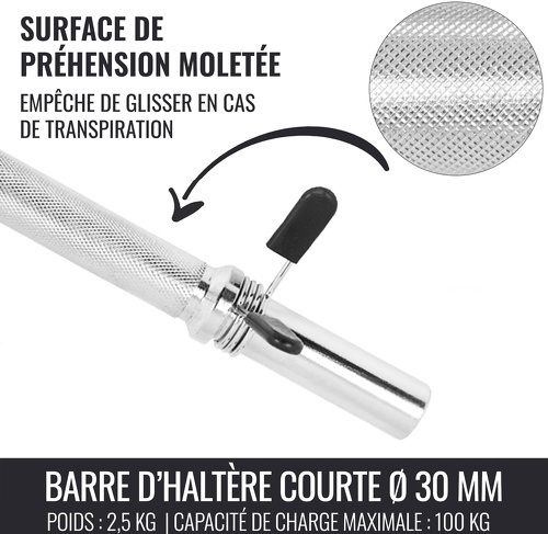 GORILLA SPORTS-Deux barres courtes avec stop disques de 35cm, diamètre 30mm-2