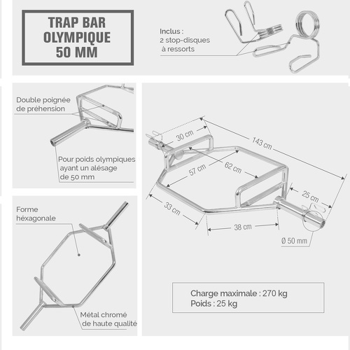 GORILLA SPORTS-Trap Bar hexagonale Olympique 50mm-2