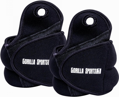 GORILLA SPORTS-Bracelets lestés Premium pour poignets et chevilles – 4 variantes :  2 x 0,5 KG (1 KG) – 2 x 1 KG (2 KG) – 2 x 1,5 KG  (3 KG) - 2 x 2KG (4 KG) – coloris noir-image-1