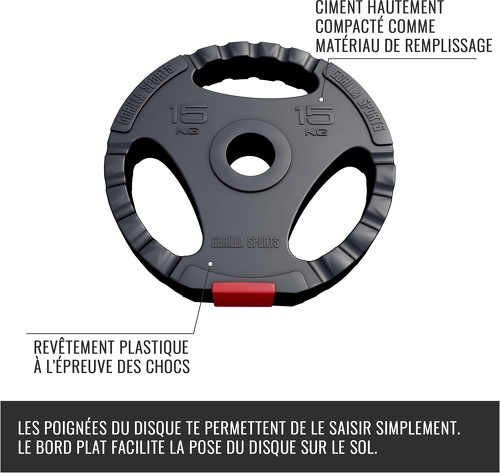 GORILLA SPORTS-Disques Olympiques en plastique avec poignées - 50/51 mm - De 1,25 KG à 15 KG-4