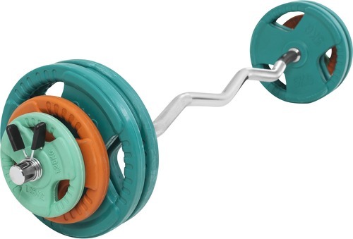 GORILLA SPORTS-Set 35kg en caoutchouc grip avec barre curl de 120cm-0