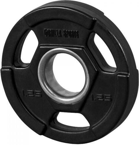 GORILLA SPORTS-Poids disques olympiques en fonte rêvetement caoutchouc avec anneau métallique de 51mm - de 1,25 à 25 kg-image-1