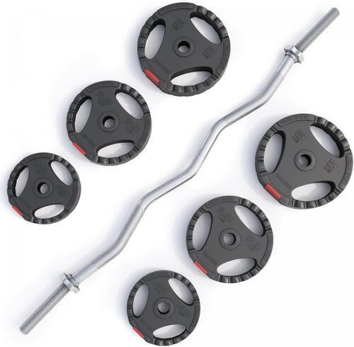 GORILLA SPORTS-Set d'haltères 25,5 Kg (disques plastique à poignées + barre Curl)-1