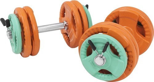 GORILLA SPORTS-Set d'haltères courts 30 KG avec poids revêtement caoutchouc + stop-disques-0