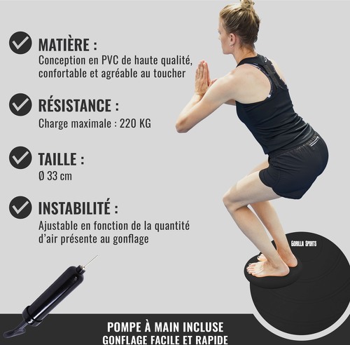 GORILLA SPORTS-Coussin d'équilibre gonflable (33 cm) - Equilibre-3