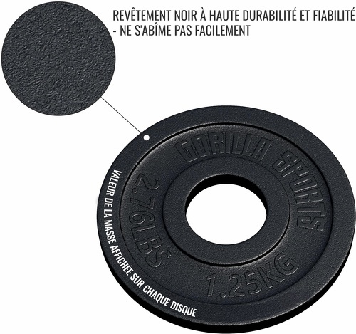 GORILLA SPORTS-Disques Olympiques en fonte 1 à 30kg - 50/51 mm-2