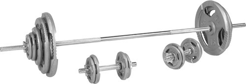 GORILLA SPORTS-Set d'haltères 97,5 Kg avec disques à poignées + barre longue-0