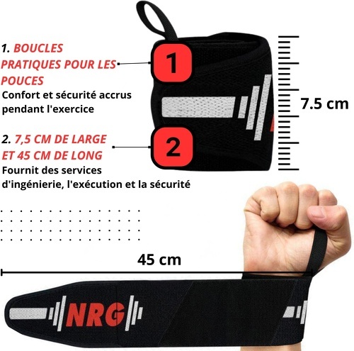 NRG fitness-NRG fitness W2 Sangle Musculation Poignet Bandes-1