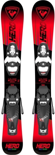 ROSSIGNOL-Pack Ski Rossignol Hero Kid Pre Drilled + Fixations Team 4 Gw Rouge Garçon-image-1