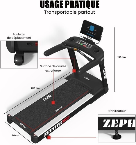 Care-Tapis de course professionnel - 24km/h - CARE - ZEPHYR-4