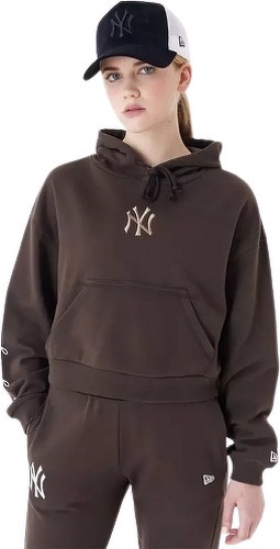 NEW ERA-Sweat à Capuche MLB New York Yankees New Era Lifestyle Crop Marron pour femme-0