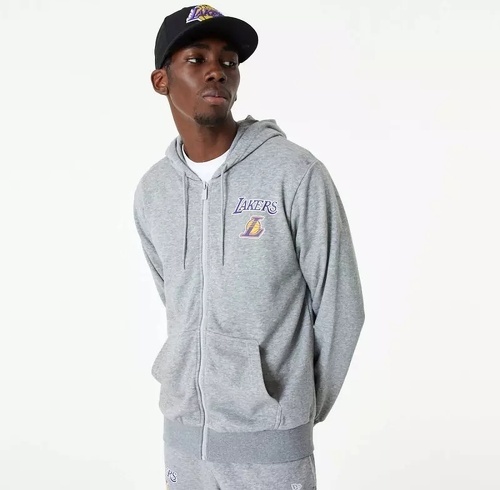 NEW ERA-Sweat à Capuche zippé NBA Los Angeles Lakers New Era Essential Gris-0