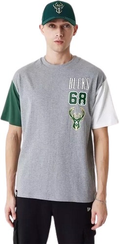 NEW ERA-T-Shirt NBA Milwaukee Bucks New Era Arch Wordmark Oversize Gris-0