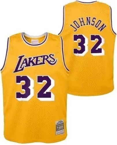 Mitchell & Ness-Maillot NBA Magic Johnson Los Angeles Lakers 1984 Mitchell & ness Hardwood Classic Jaune Pour Bébé-0