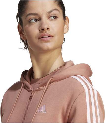 adidas Sportswear-Veste à capuche molleton entièrement zippée 3 bandes Essentials-4