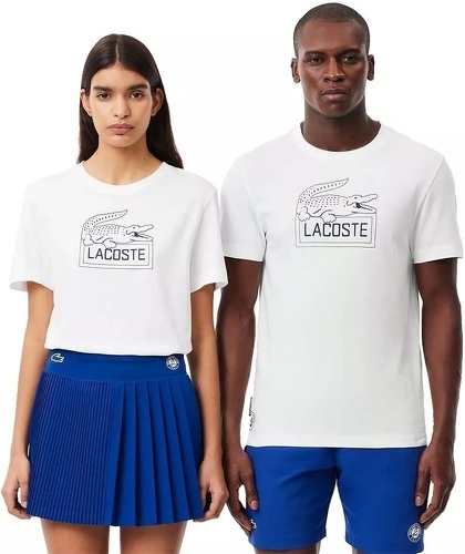 LACOSTE-T-Shirt Lacoste Sport Roland Garros Unisex Blanc-1