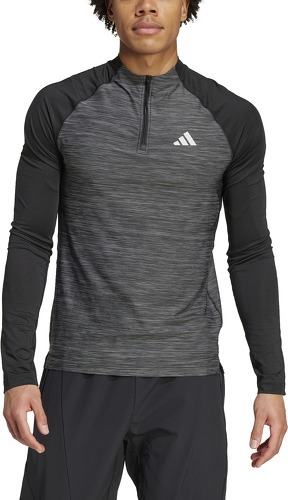 adidas Performance-T-shirt de training manches longues zip 1/4 3 bandes Gym +-3