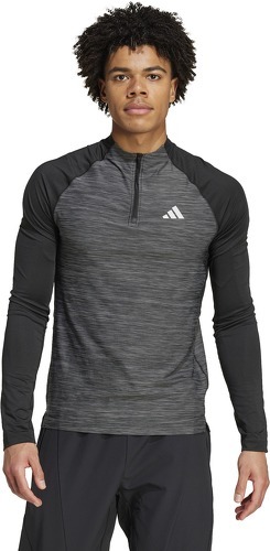 adidas Performance-T-shirt de training manches longues zip 1/4 3 bandes Gym +-1