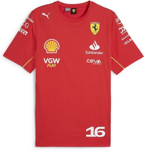 SCUDERIA FERRARI-T-shirt Ferrari Scuderia Officiel Formule 1 Charles Leclercc Rouge-1