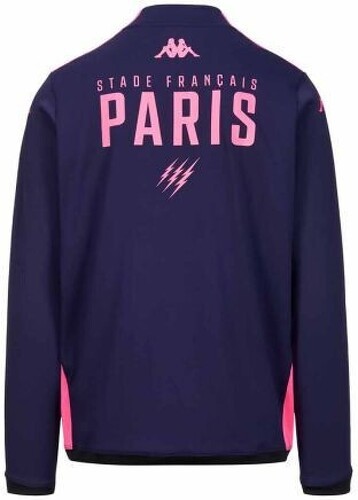 KAPPA-Sweat zippé Ablas Pro 8 Kappa Stade Français Paris Officiel Rugby Bleu/Rose Homme-0