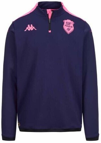 KAPPA-Sweat zippé Ablas Pro 8 Kappa Stade Français Paris Officiel Rugby Bleu/Rose Homme-1