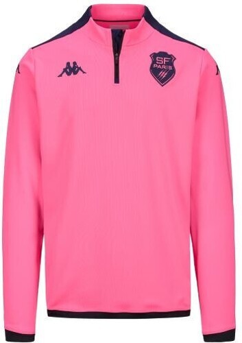 KAPPA-Sweat zippé Ablas Pro 8 Kappa Stade Français Paris Officiel Rugby Rose Homme-1