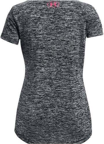 UNDER ARMOUR-Under Armour Girls' Tech Big Logo Twist Short Sleeve T-Shirt , Black (001)/Cerise , Youth Large-1