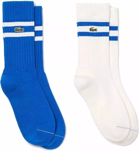 LACOSTE-Chaussettes Lacoste Coton Bleu / Blanc (2 paires)-0