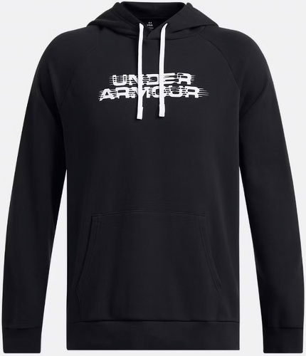 UNDER ARMOUR-Sweat à capuche noir Homme UA Rival Fleece texture giltch-0