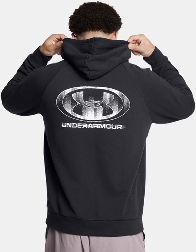 UNDER ARMOUR-Sweat à capuche noir Homme UA Rival Fleece texture giltch-3