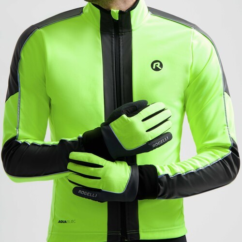 Rogelli-Gants de vélo Hiver -  Hommes Femmes - Jaune - Rogelli Essential HI VIS-1