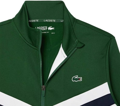 LACOSTE-Veste zippée Lacoste Tennis Vert / Blanc-1