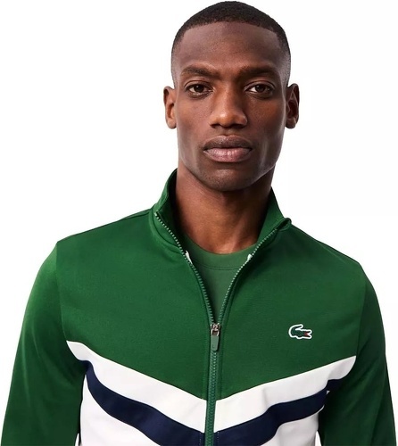 LACOSTE-Veste zippée Lacoste Tennis Vert / Blanc-4