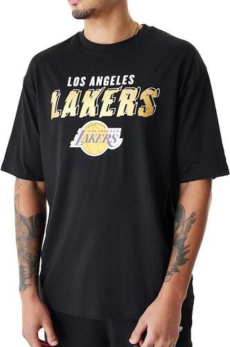 NEW ERA-T-shirt Noir Homme New Era  Team Script Los Angeles Lakers-0